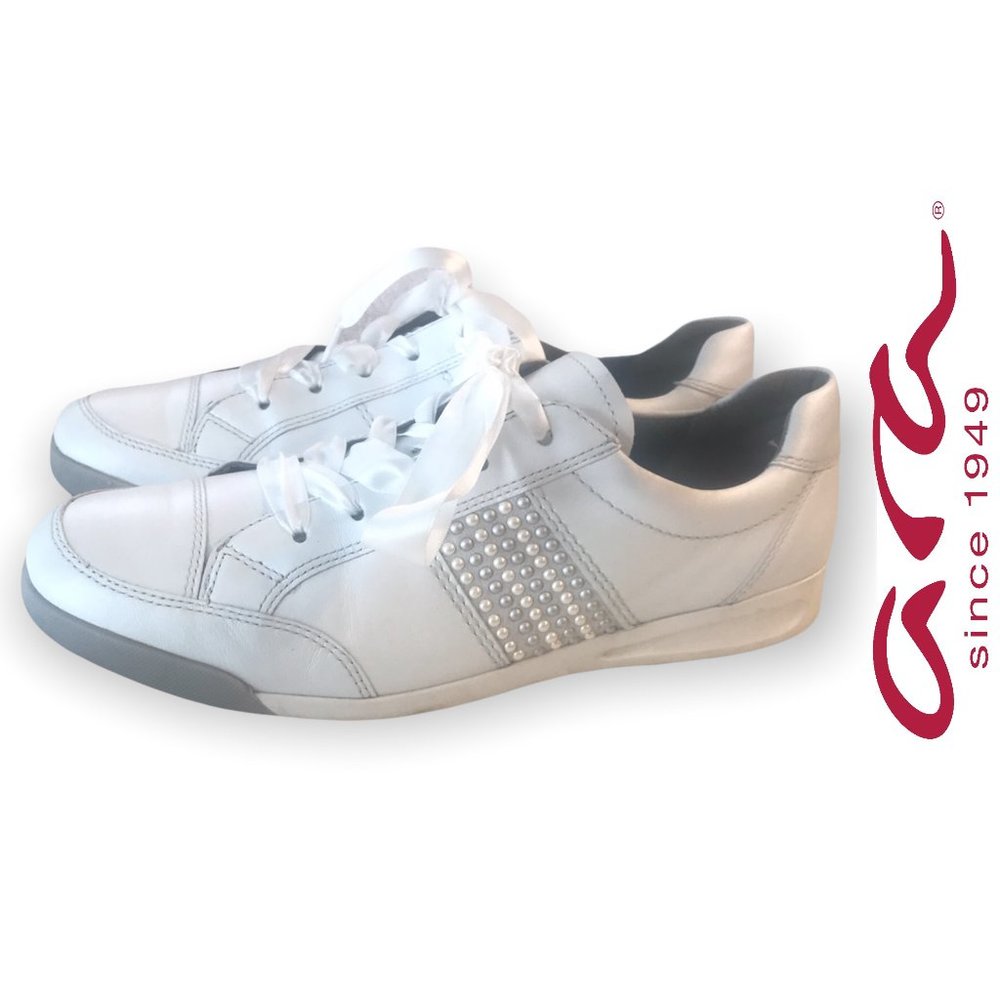 ARA WHITE GREY LEATHER GERMAN Walking Shoes size 8.5